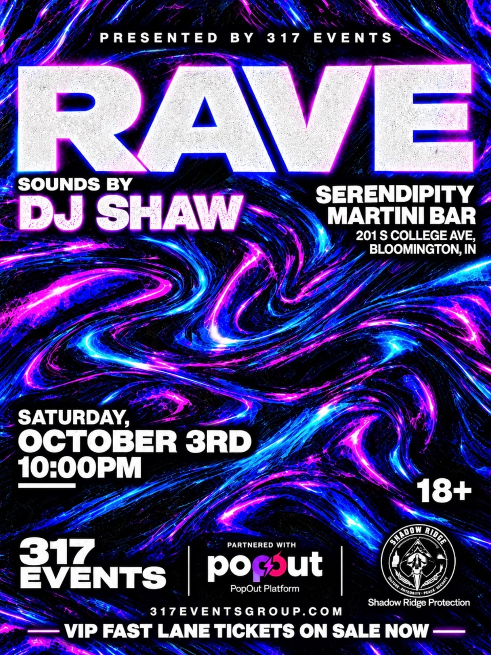 Rave at IU event artwork by 317 Events