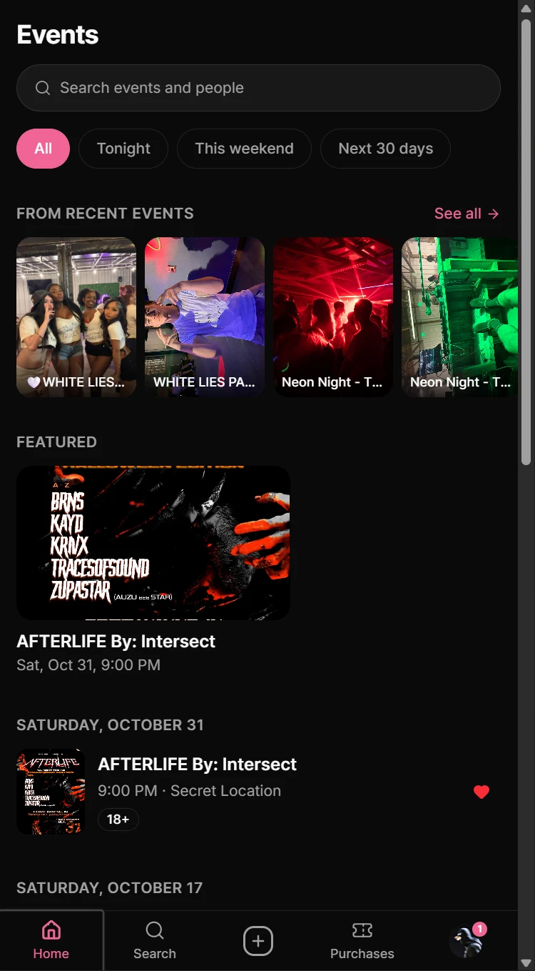 PopOut mobile website: Find your next night
